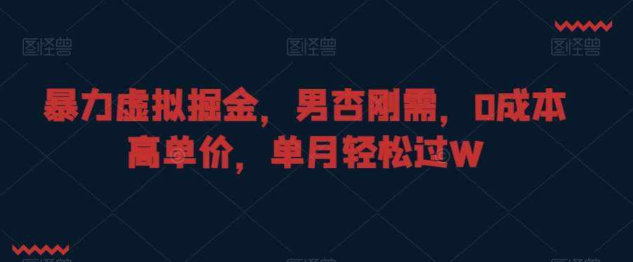 暴力虚拟掘金，男杏刚需，0成本高单价，单月轻松过W【揭秘】-泰戈创艺资源库