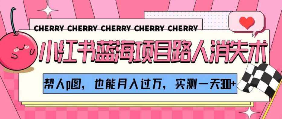 小红书蓝海项目路人消失术，帮人p图，也能月入过万，实测一天300+【揭秘】-泰戈创艺资源库