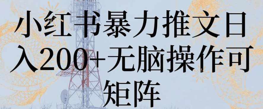小红书暴力推文日入200+无脑操作可矩阵【揭秘】-泰戈创艺资源库