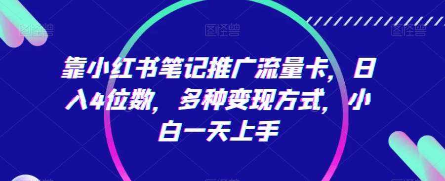 靠小红书笔记推广流量卡，日入4位数，多种变现方式，小白一天上手-泰戈创艺资源库