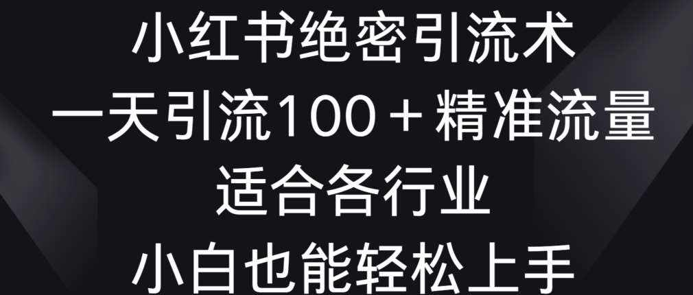 小红书绝密引流术，一天引流100+精准流量，适合各个行业，小白也能轻松上手【揭秘】-泰戈创艺资源库