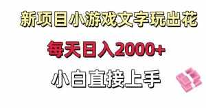 新项目小游戏文字玩出花日入2000+,每天只需一小时,小白直接上手【揭秘】-泰戈创艺资源库