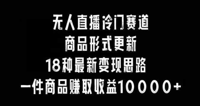 无人直播冷门赛道，商品形式更新，18种变现思路，一件商品赚取收益10000+【揭秘】-泰戈创艺资源库