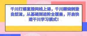千川打爆直播间线上课，千川顺烧刺激自然流，从基础到进阶全覆盖，开启快速干川学习模式！-泰戈创艺资源库