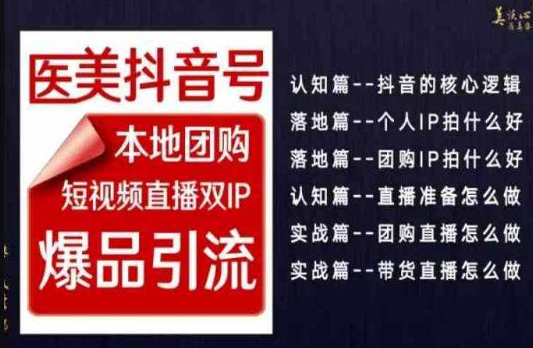 2024医美如何做抖音，医美抖音号本地团购，短视频直播双IP，爆品引流-泰戈创艺资源库