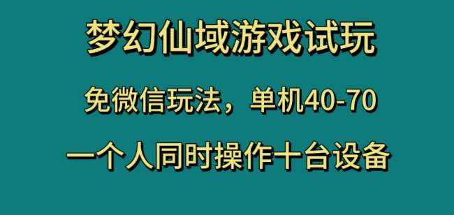 梦幻仙域游戏试玩,免微信玩法,单机40-70,一个人同时操作十台设备【揭秘】-泰戈创艺资源库