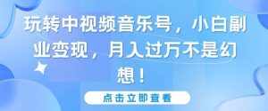 玩转中视频音乐号，小白副业变现，月入过万不是幻想【揭秘】-泰戈创艺资源库