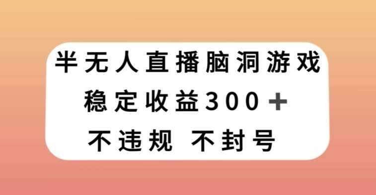 半无人直播脑洞小游戏，每天收入300+，保姆式教学小白轻松上手【揭秘】-泰戈创艺资源库
