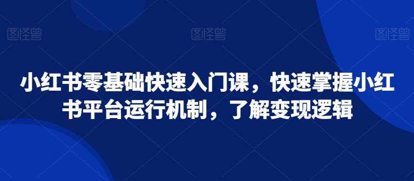 小红书零基础快速入门课，快速掌握小红书平台运行机制，了解变现逻辑-泰戈创艺资源库