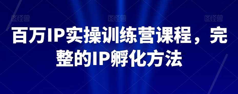 百万IP实操训练营课程，完整的IP孵化方法-泰戈创艺资源库