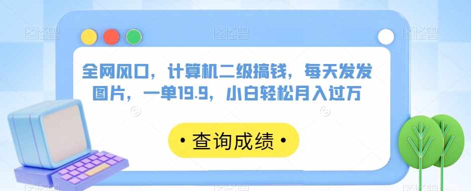 全网风口,计算机二级搞钱,每天发发图片,一单19.9,小白轻松月入过万【揭秘】-泰戈创艺资源库