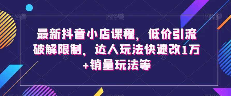 最新抖音小店课程，低价引流破解限制，达人玩法快速改1万+销量玩法等-泰戈创艺资源库