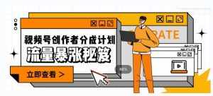 一条视频收益3000+，一条作品涨粉2000+，视频号流量爆炸·的秘籍-泰戈创艺资源库