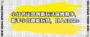 小红书运营创新玩法保姆教学，新手小白都能玩转，月入6000+【揭秘】-泰戈创艺资源库