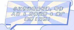 小红书运营成长课，写作入门&内容运营&接广变现【文档】-泰戈创艺资源库