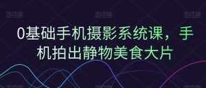 0基础手机摄影系统课，手机拍出静物美食大片-泰戈创艺资源库