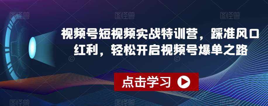 视频号短视频实战特训营，踩准风口红利，轻松开启视频号爆单之路-泰戈创艺资源库