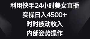 利用快手24小时美女直播，实操日入4500+，时时被动收入，内部姿势操作【揭秘】-泰戈创艺资源库