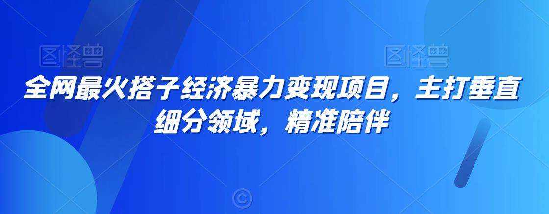 全网最火搭子经济暴力变现项目，主打垂直细分领域，精准陪伴【揭秘】-泰戈创艺资源库