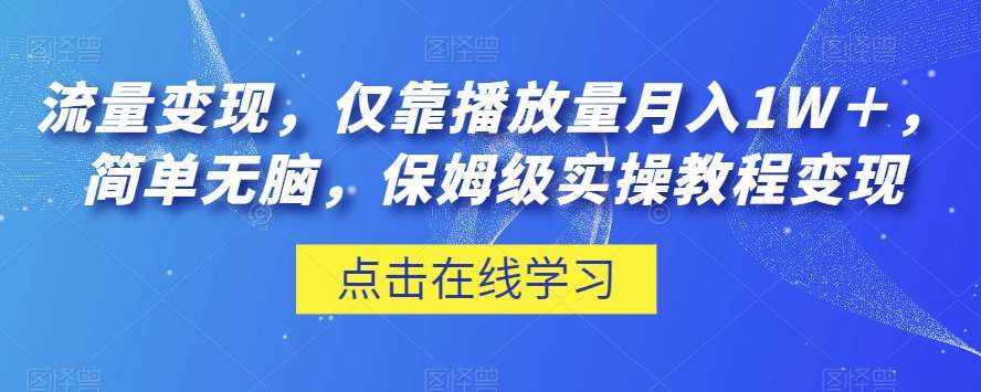 流量变现，仅靠播放量月入1W＋，简单无脑，保姆级实操教程【揭秘】-泰戈创艺资源库