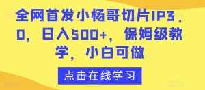 全网首发小杨哥切片IP3.0,日入500+,保姆级教学,小白可做【揭秘】-泰戈创艺资源库
