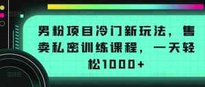 男粉项目冷门新玩法，售卖私密训练课程，一天轻松1000+【揭秘】-泰戈创艺资源库
