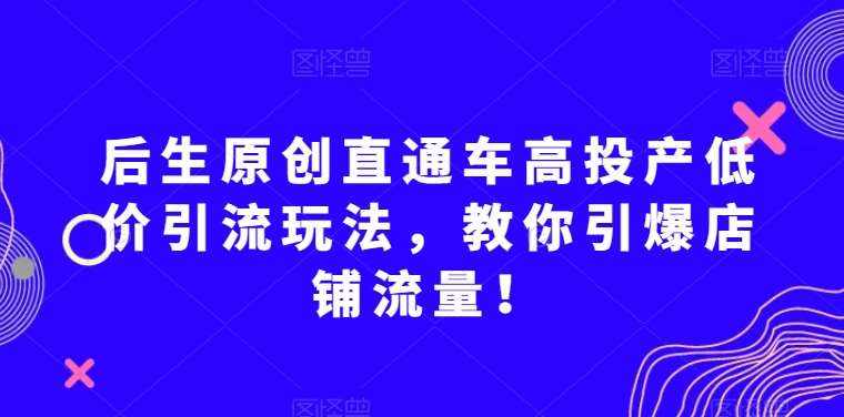 后生原创直通车高投产低价引流玩法，教你引爆店铺流量！-泰戈创艺资源库