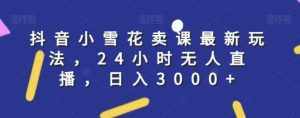 抖音小雪花卖课最新玩法,24小时无人直播,日入3000+【揭秘】-泰戈创艺资源库