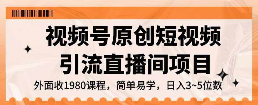 视频号原创短视频引流直播间项目，日入3~5五位数【揭秘】-泰戈创艺资源库