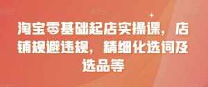 淘宝零基础起店实操课，店铺规避违规，精细化选词及选品等-泰戈创艺资源库