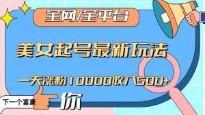 全网,全平台,美女起号最新玩法一天涨粉10000收入500+【揭秘】-泰戈创艺资源库