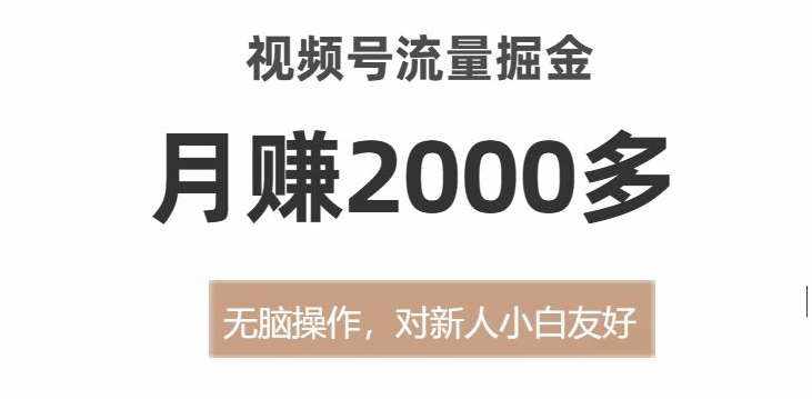 视频号流量掘金，无脑操作，对新人小白友好，月赚2000多【揭秘】-泰戈创艺资源库