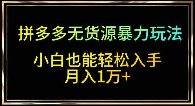 拼多多无货源暴力玩法，全程干货，小白也能轻松入手，月入1万+【揭秘】-泰戈创艺资源库
