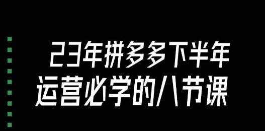 大牙·23年下半年拼多多运营必学的八节课（18节完整）-泰戈创艺资源库