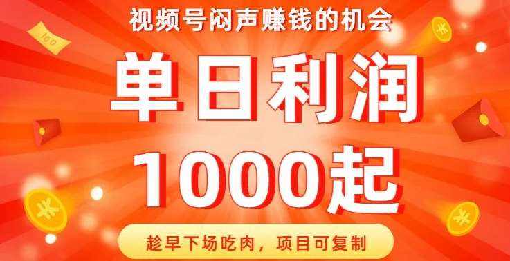 视频号闷声赚钱的机会，趁早下场吃肉，项目可复制，单日利润1000起【揭秘】-泰戈创艺资源库