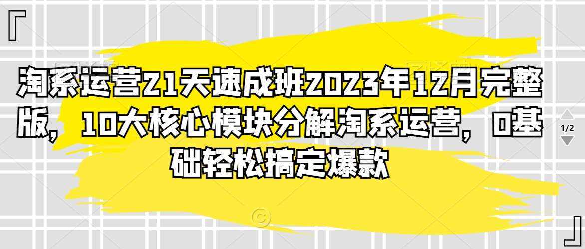 淘系运营21天速成班2023年12月完整版，10大核心模块分解淘系运营，0基础轻松搞定爆款-泰戈创艺资源库