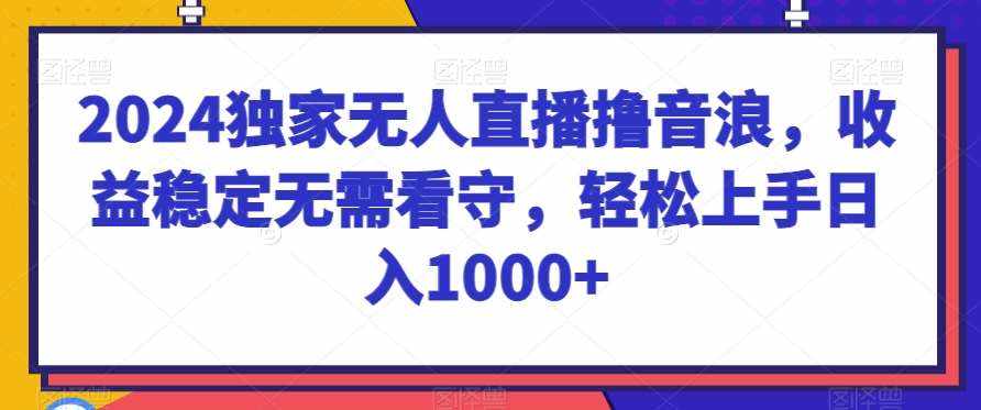 2024独家无人直播撸音浪，收益稳定无需看守，轻松上手日入1000+【揭秘】-泰戈创艺资源库