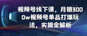 视频号线下课,月销3000w视频号单品打爆玩法,实操全解析-泰戈创艺资源库