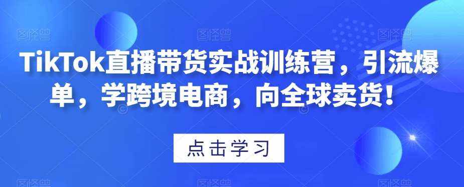 TikTok直播带货实战训练营，引流爆单，学跨境电商，向全球卖货！-泰戈创艺资源库