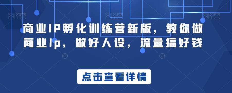 商业IP孵化训练营新版，教你做商业Ip，做好人设，流量搞好钱-泰戈创艺资源库