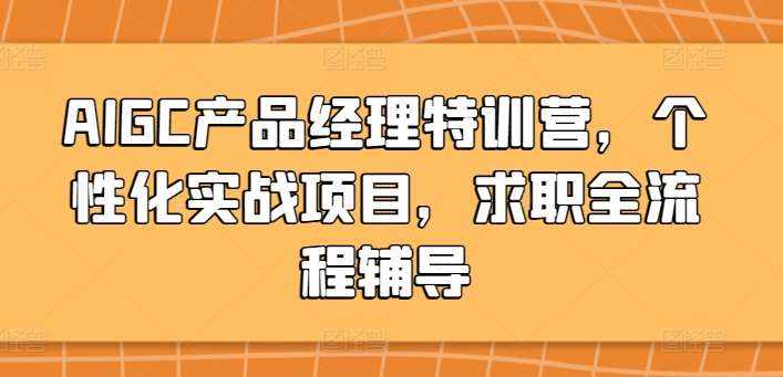 AIGC产品经理特训营，个性化实战项目，求职全流程辅导-泰戈创艺资源库