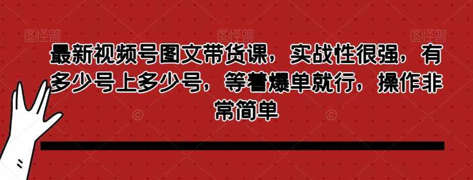 最新视频号图文带货课，实战性很强，有多少号上多少号，等着爆单就行，操作非常简单-泰戈创艺资源库