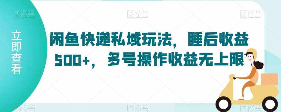 闲鱼快递私域玩法，睡后收益500+，多号操作收益无上限【揭秘】-泰戈创艺资源库