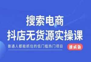 搜索电商抖店无货源必修课,普通人都能抓住的低门槛热门项目【速成版】-泰戈创艺资源库