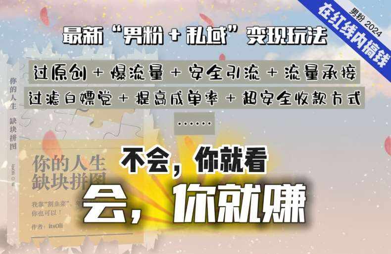2024,“男粉+私域”还是最耐造、最赚、最轻松、最愉快的变现方式【揭秘】-泰戈创艺资源库