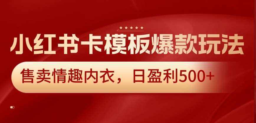 小红书卡模板爆款玩法，售卖情趣内衣，日盈利500+【揭秘】-泰戈创艺资源库