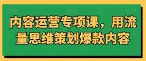 内容运营专项课,用流量思维策划爆款内容-泰戈创艺资源库