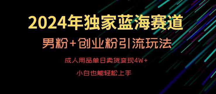 2024年独家蓝海赛道,成人用品单日卖货变现4W+,男粉+创业粉引流玩法,不愁搞不到流量【揭秘】-泰戈创艺资源库