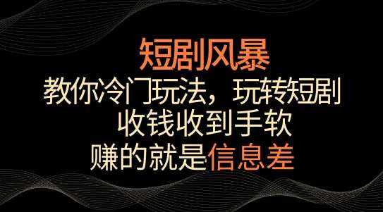 短剧风暴，教你冷门玩法，玩转短剧，收钱收到手软【揭秘】-泰戈创艺资源库