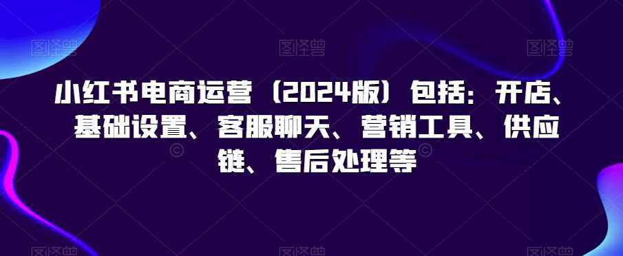 小红书电商运营（2024版）包括：开店、基础设置、客服聊天、营销工具、供应链、售后处理等-泰戈创艺资源库